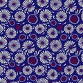 Ector pattern with daisy flowers on blue background